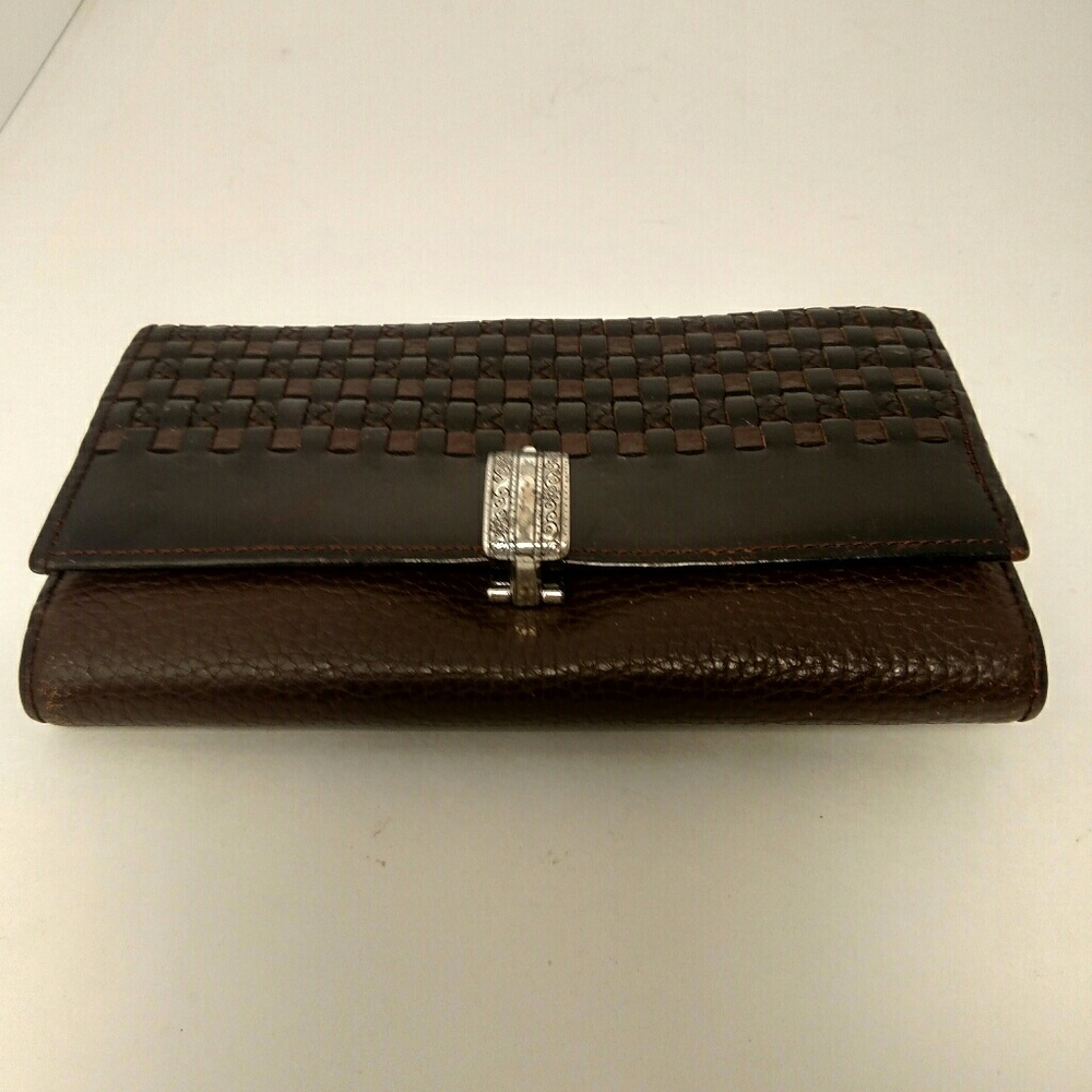 Brighton Brown Vintage  Weaved Leather Wallet - Picture 3 of 8